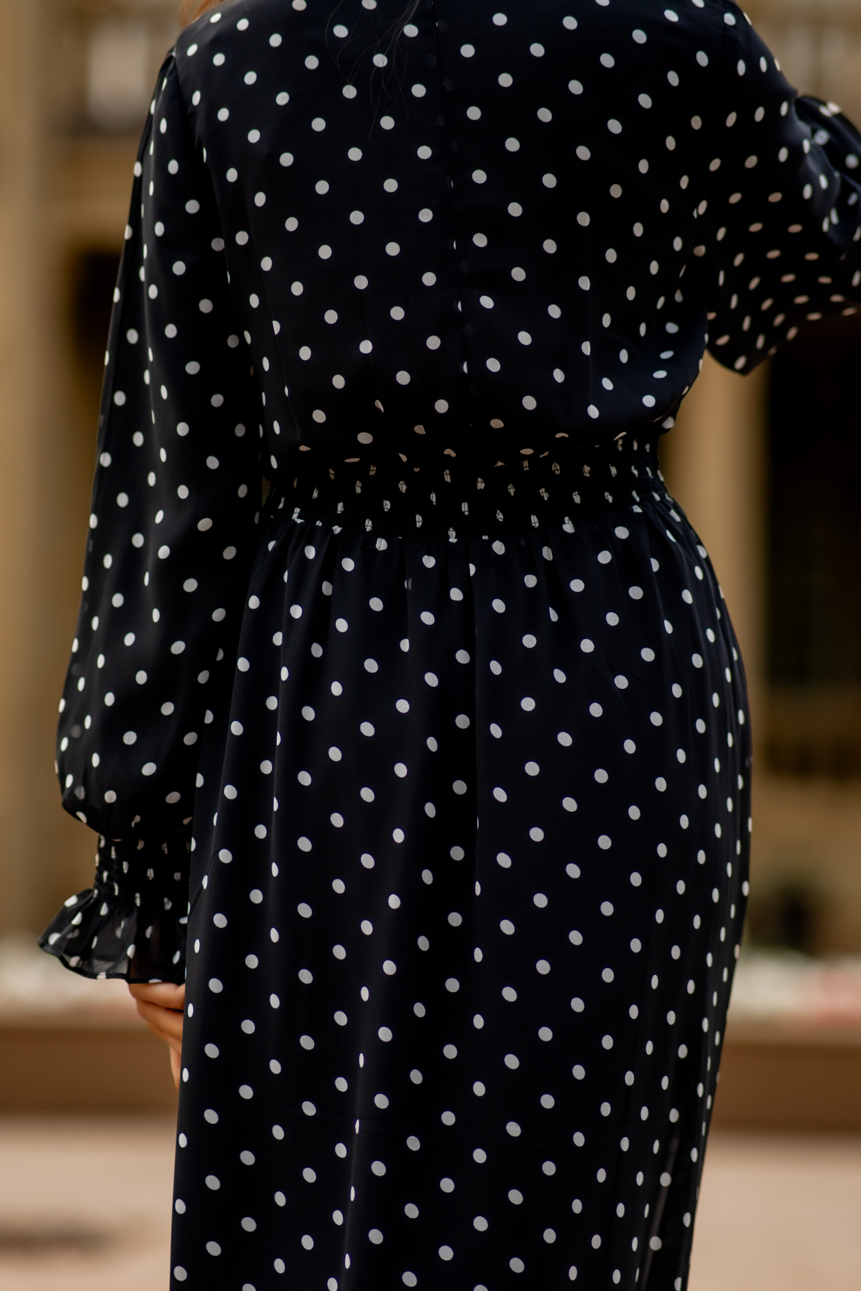 Dot Print smocked waist Maxi dress - Image 2