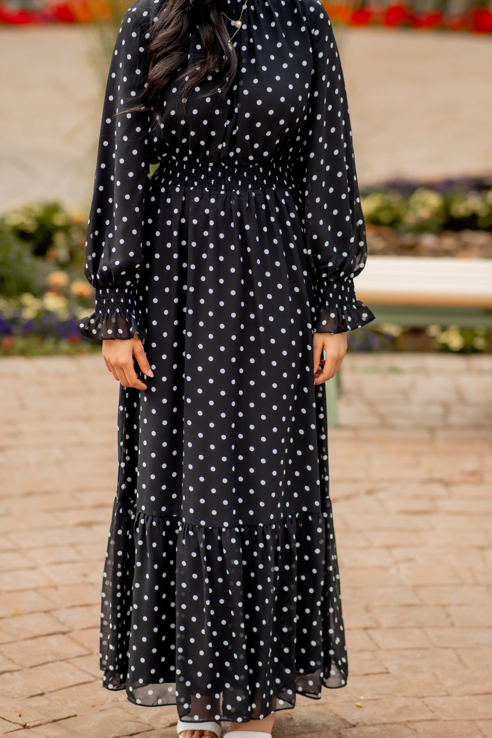 Dot Print smocked waist Maxi dress - Image 7