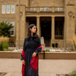 Dot Print smocked waist Maxi dress