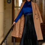 Pleated Satin Maxi Skirt