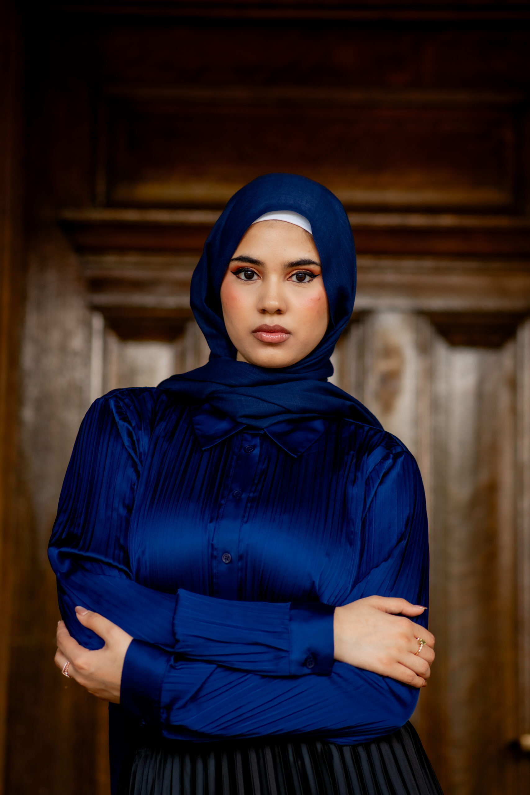 Pleated Satin Button-Down Shirt - Image 2